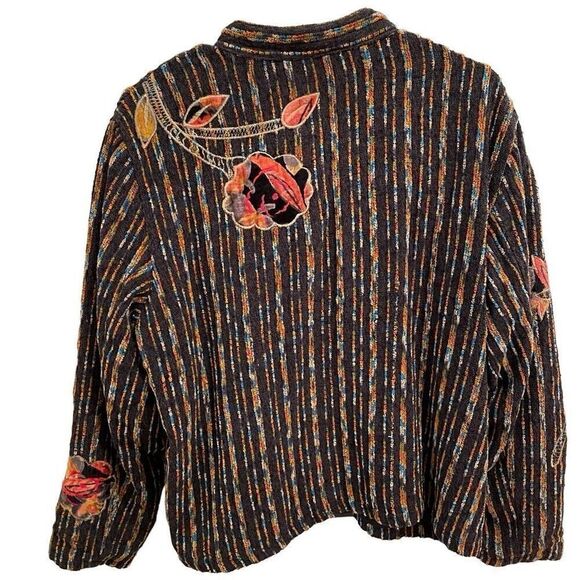 Coldwater Creek Shacket Womens XLP Mockneck Chenille Velour Boho Floral Abstract - Picture 2 of 6